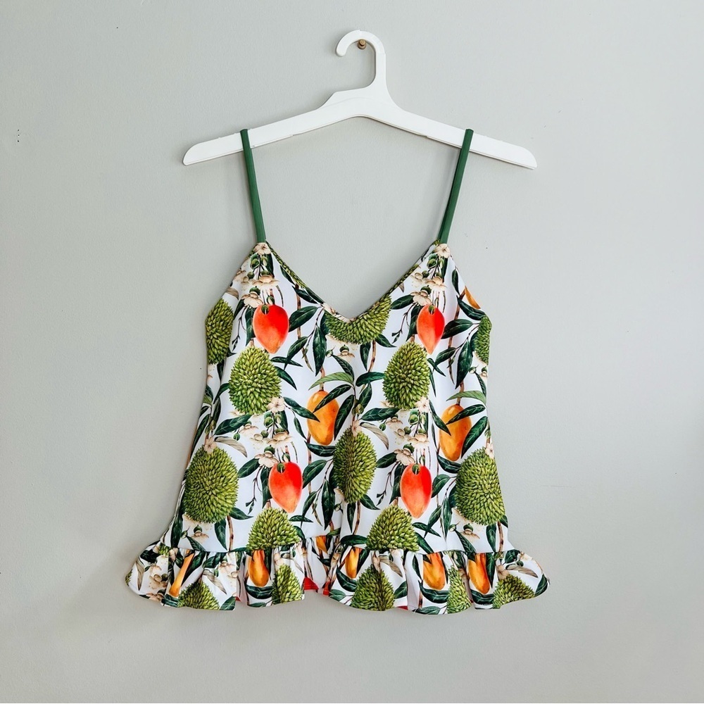 Carolina Pinilla tropical print ruffled hem tank top - Picture 2 of 6